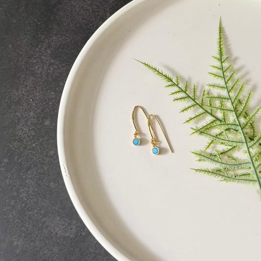 Fish Hook + Turquoise Earrings | Gold