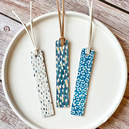 Leather Bookmark - Blues