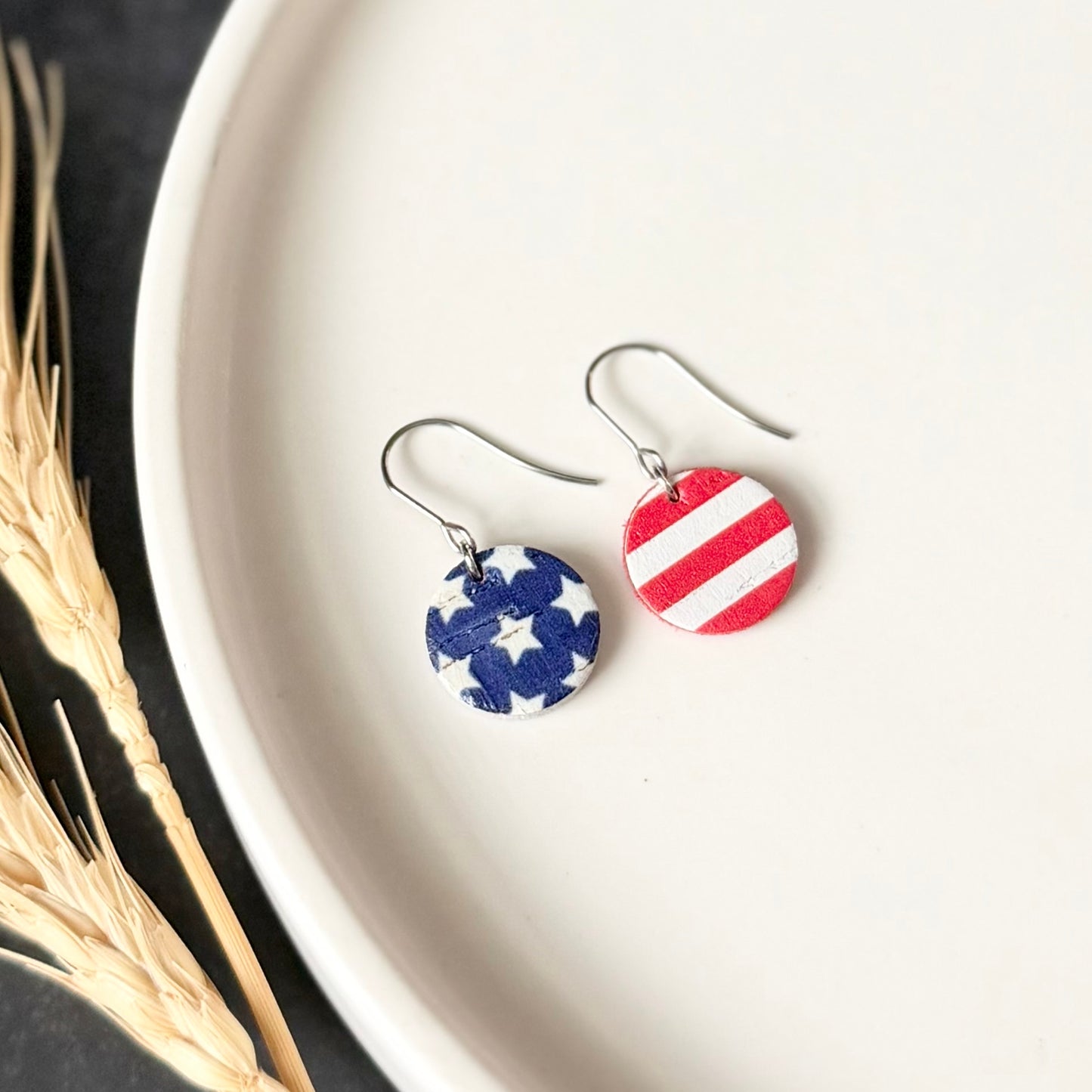 Cork Leather Circle Earrings | Stars + Stripes