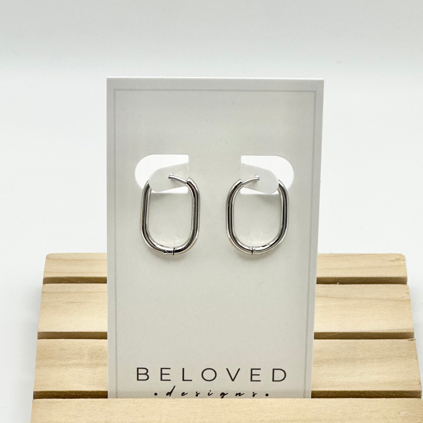 Oval Huggies | Rhodium