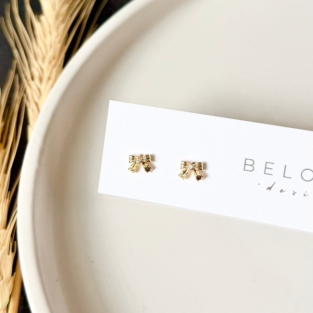 Bow Stud Earrings | Gold | Small