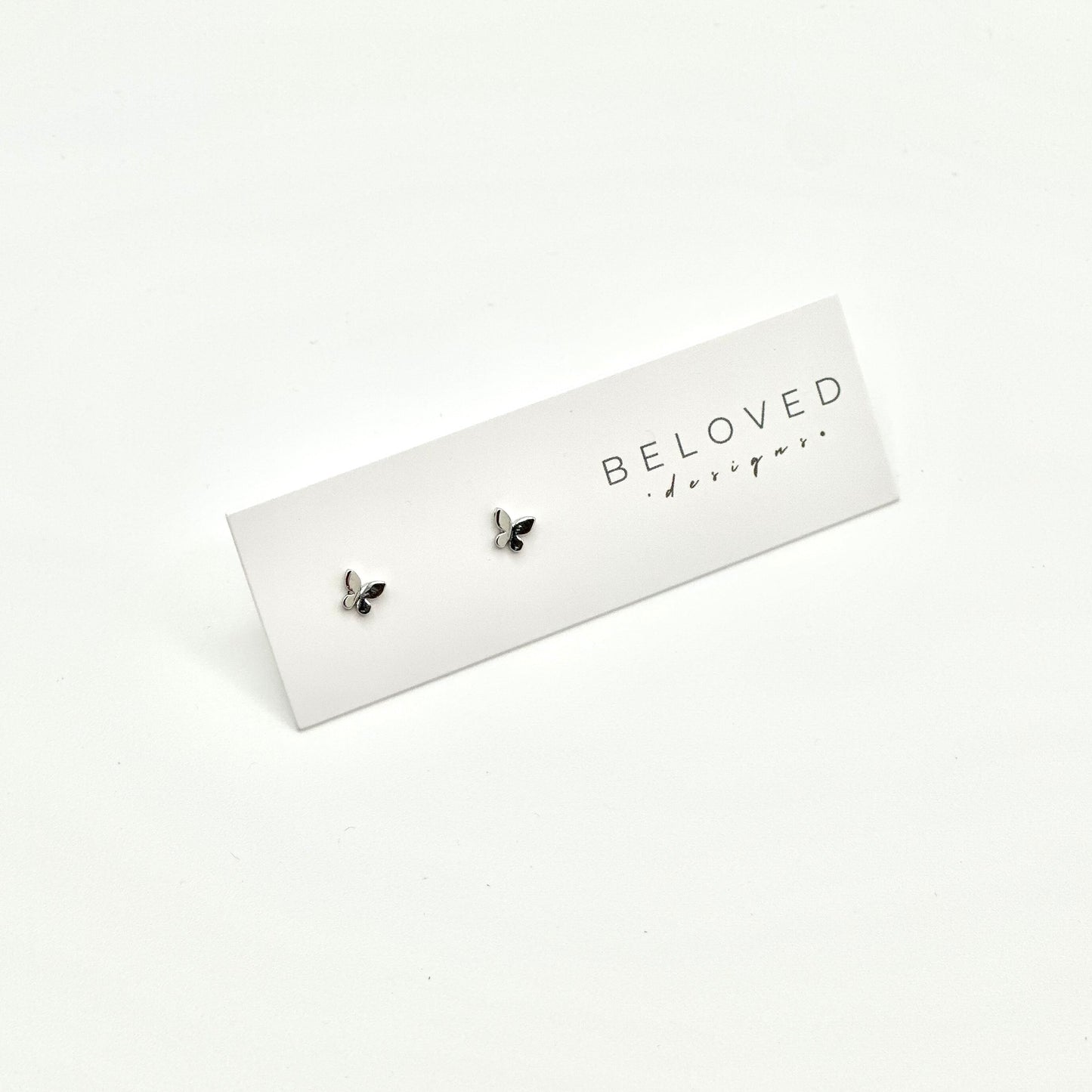 Butterfly Stud Earrings | Rhodium