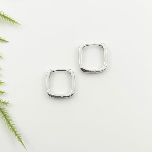 Square Huggies | Rhodium
