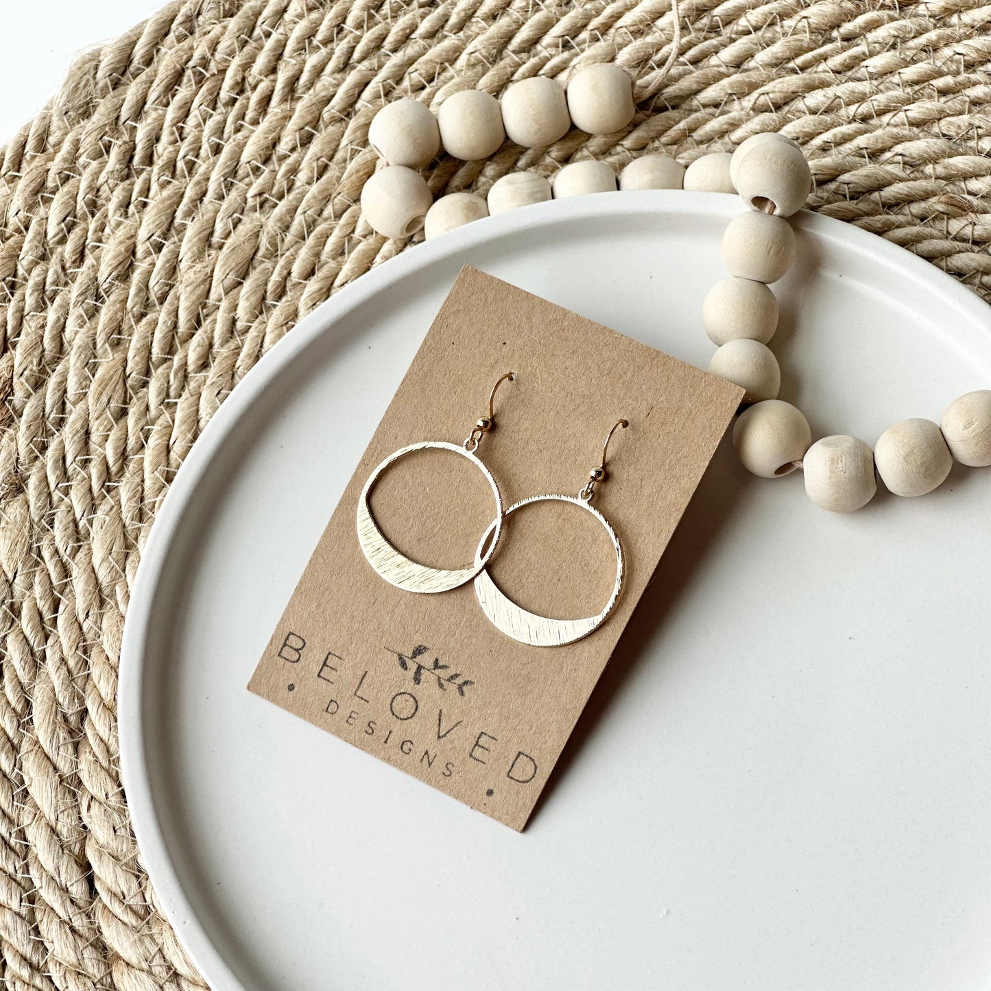 Brushed Brass Hoop Earrings ~ Large