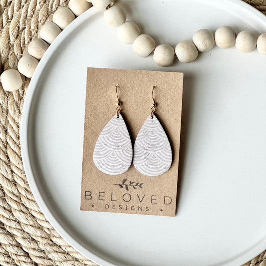 Neutral Rainbows Cork Leather Teardrop Earrings