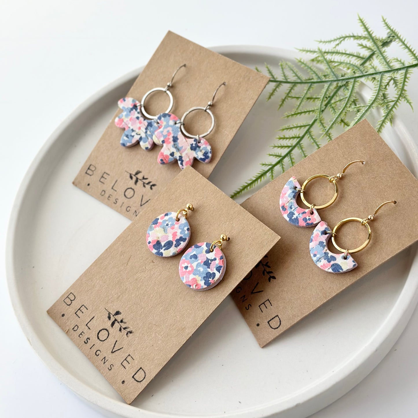 Summer Flowers Cork Leather Earrings