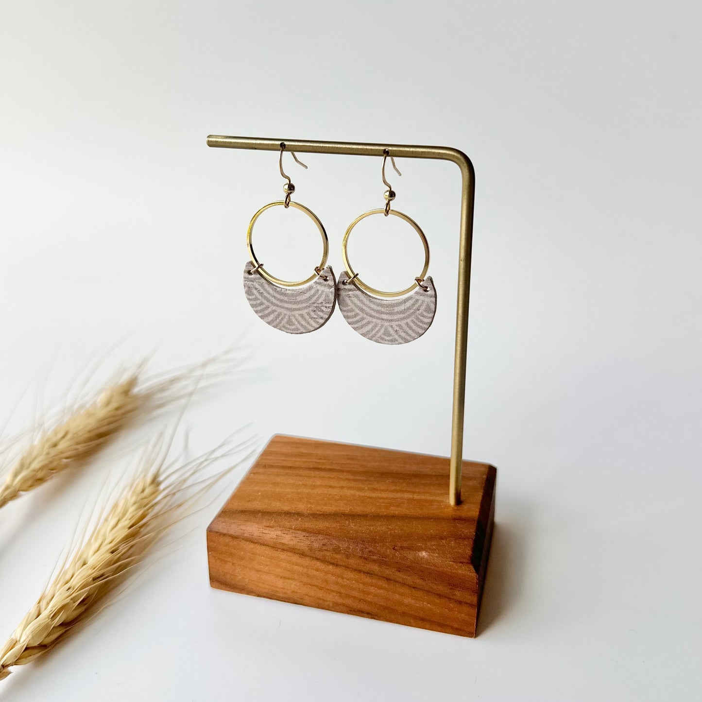 Neutral Rainbows Cork Leather Crescent + Hoop Earrings