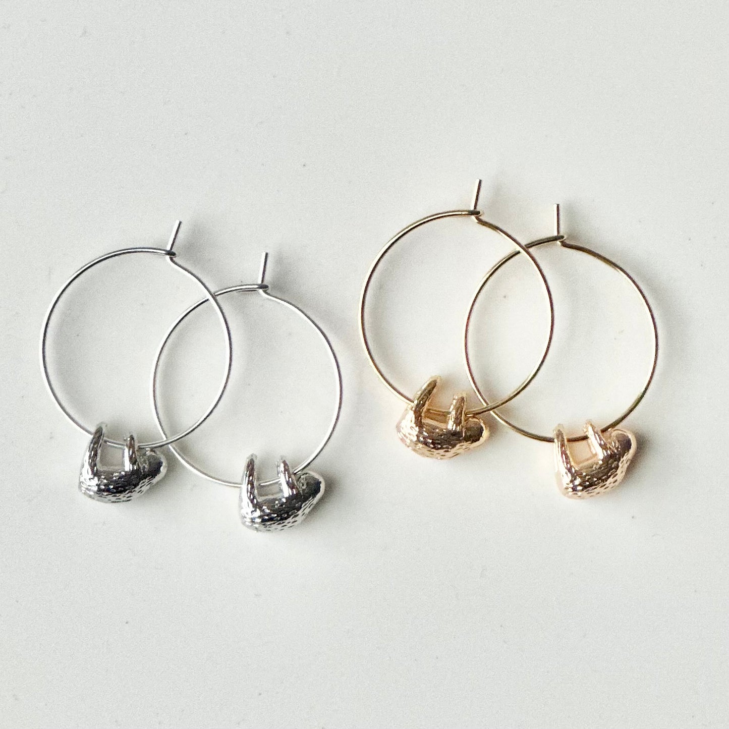 Hanging Sloth Hoop Earrings