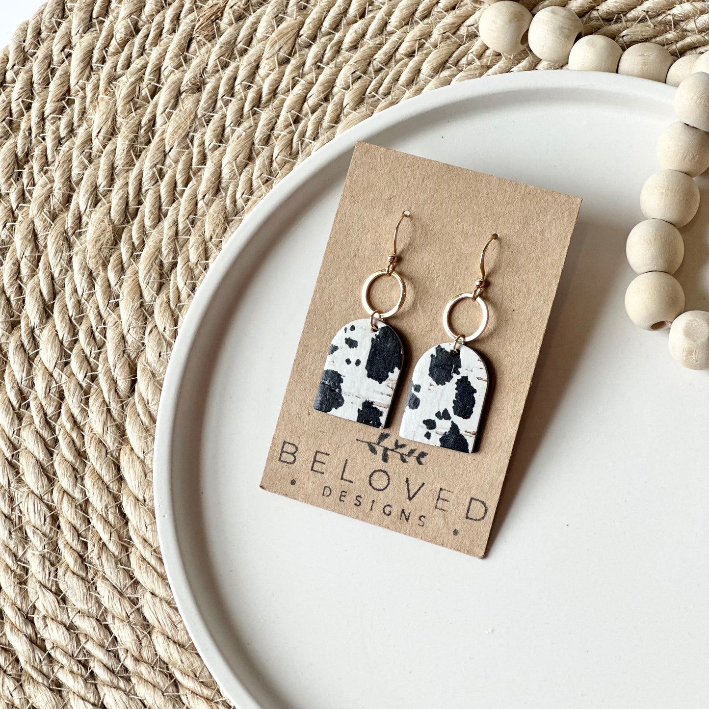 Cow Print Arch + Hoop Earrings