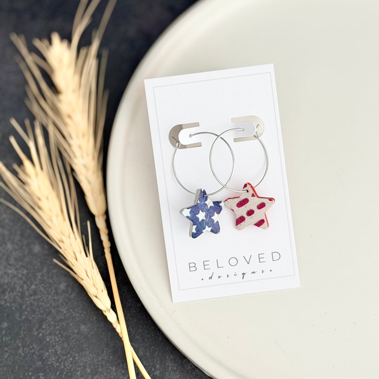 Cork Leather Stars + Hoops Earrings | Stars + Dotted Stripes