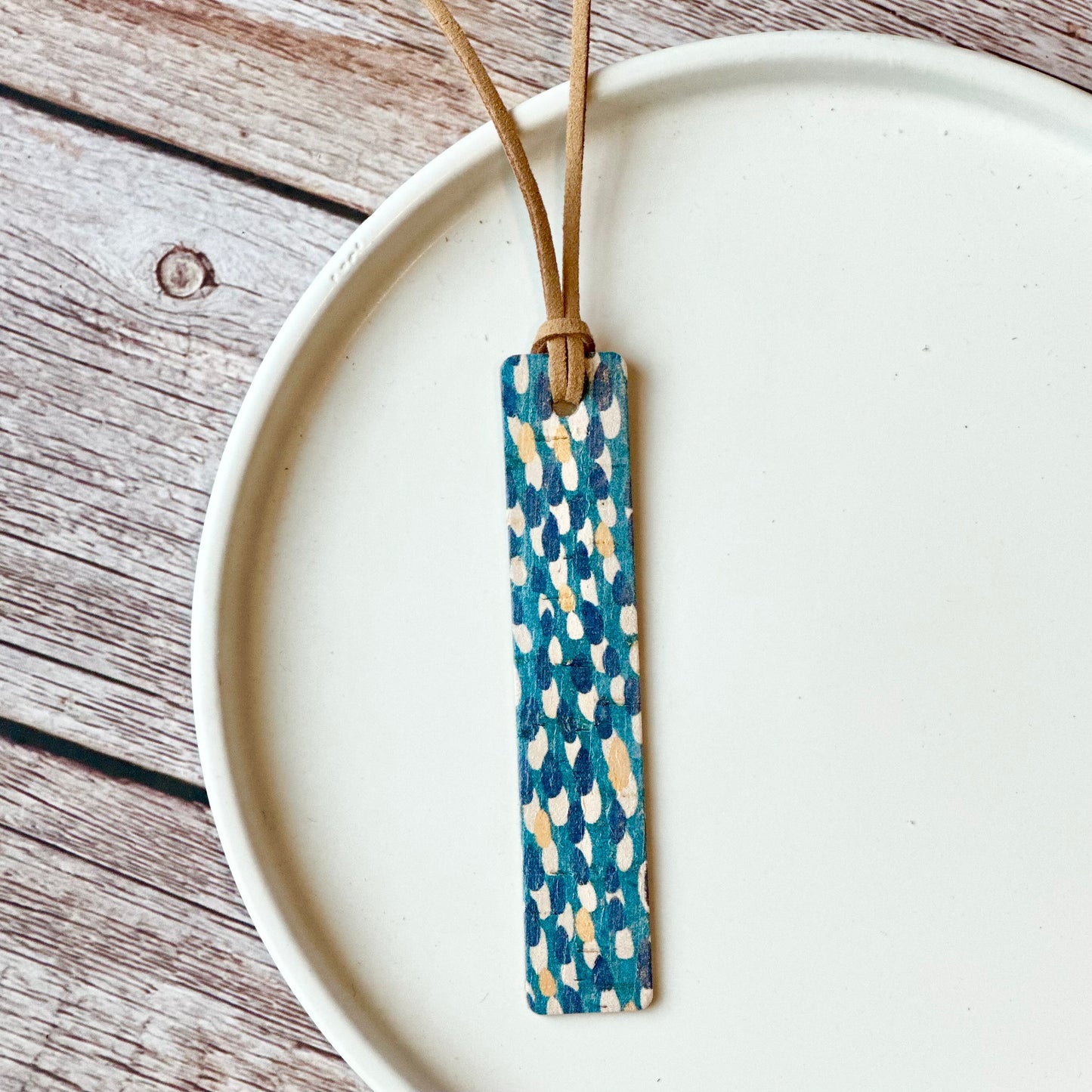 Leather Bookmark - Blues