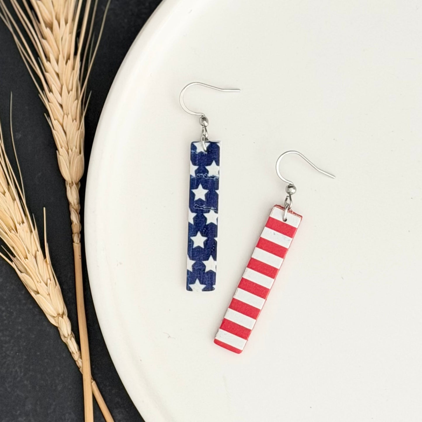 Cork Leather Bar Earrings | Stars + Stripes
