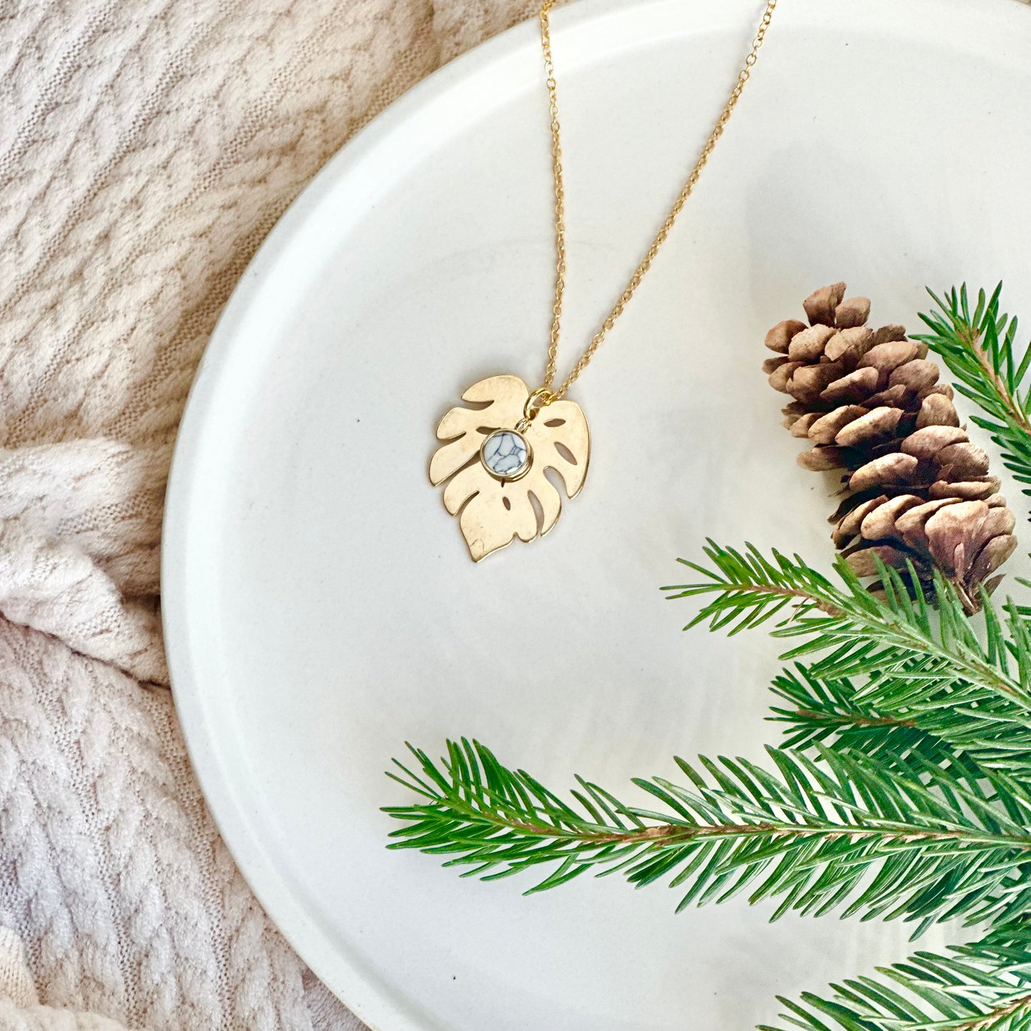 Gold Monstera Necklace