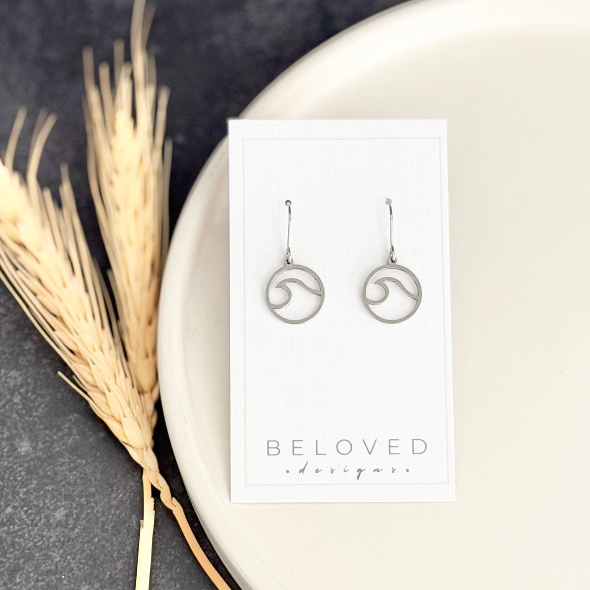 Wave Earrings | Small Rhodium