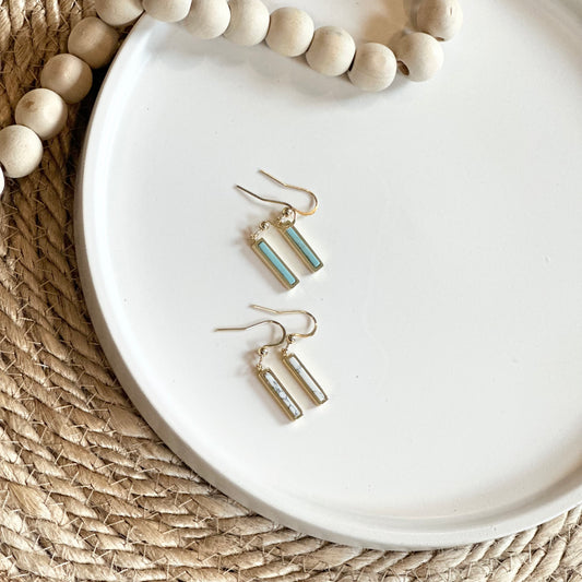 Gold Howlite Bar Earrings