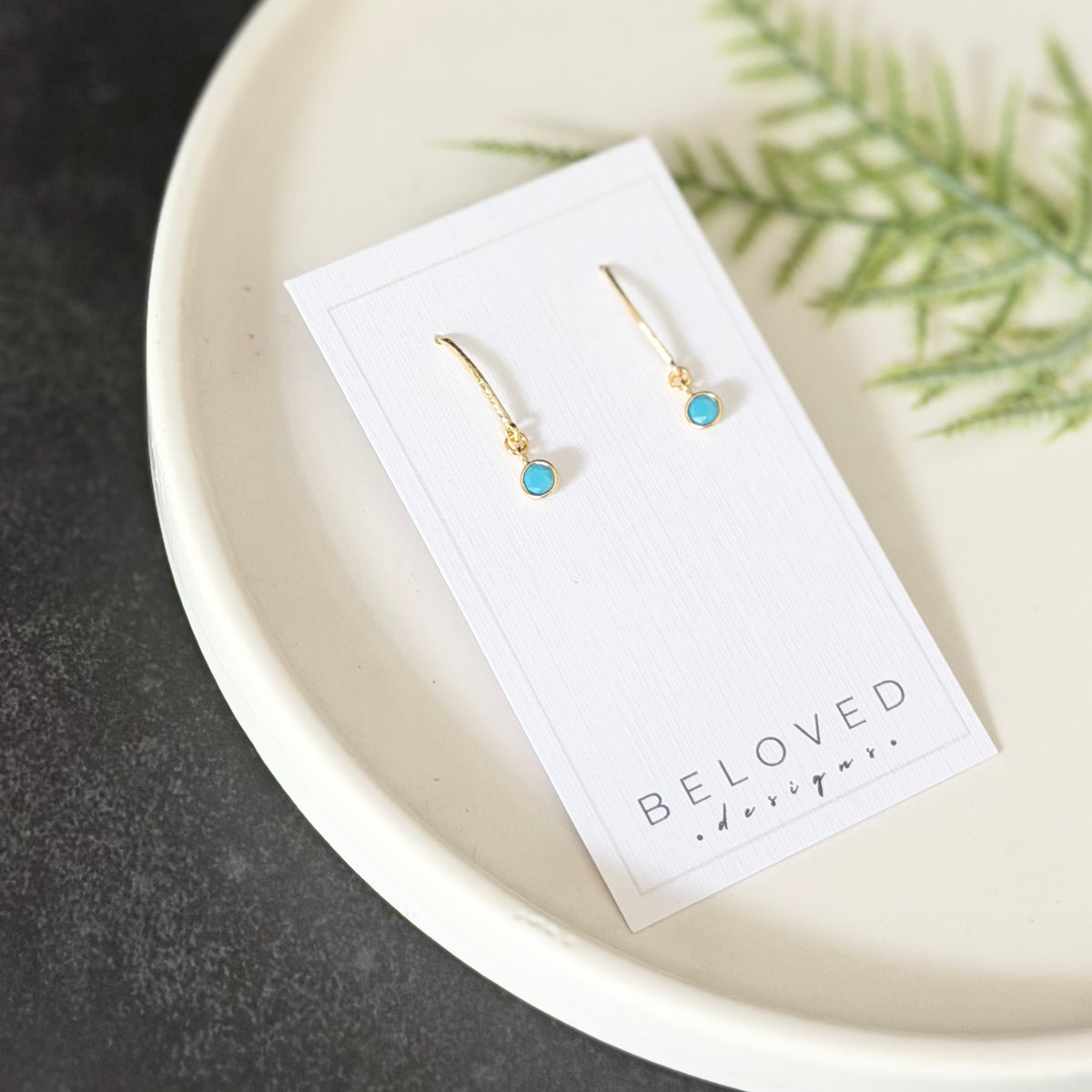 Fish Hook + Turquoise Earrings | Gold