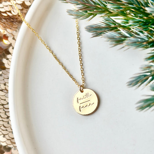 Faith Over Fear Necklace - Gold Plated