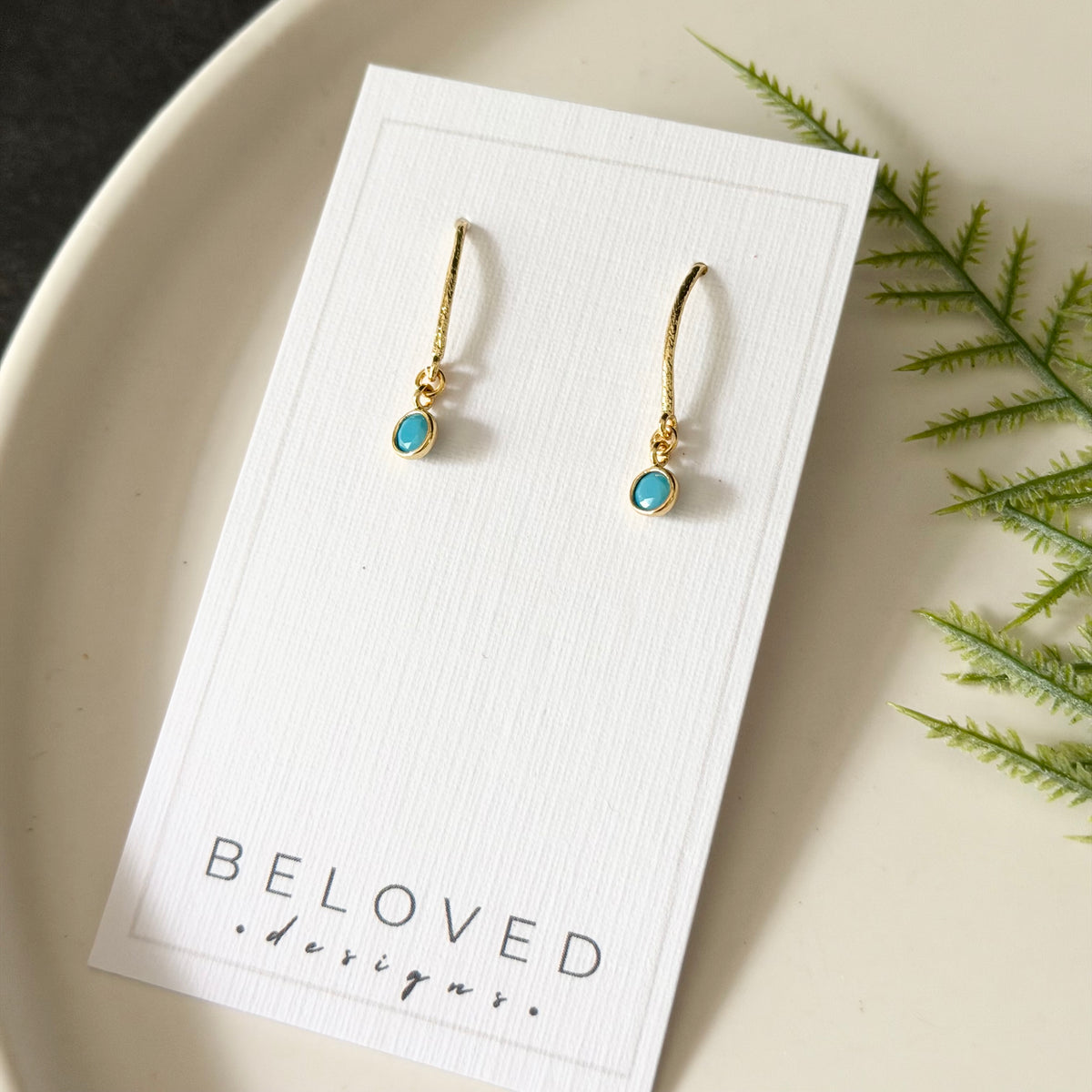 Fish Hook + Turquoise Earrings | Gold