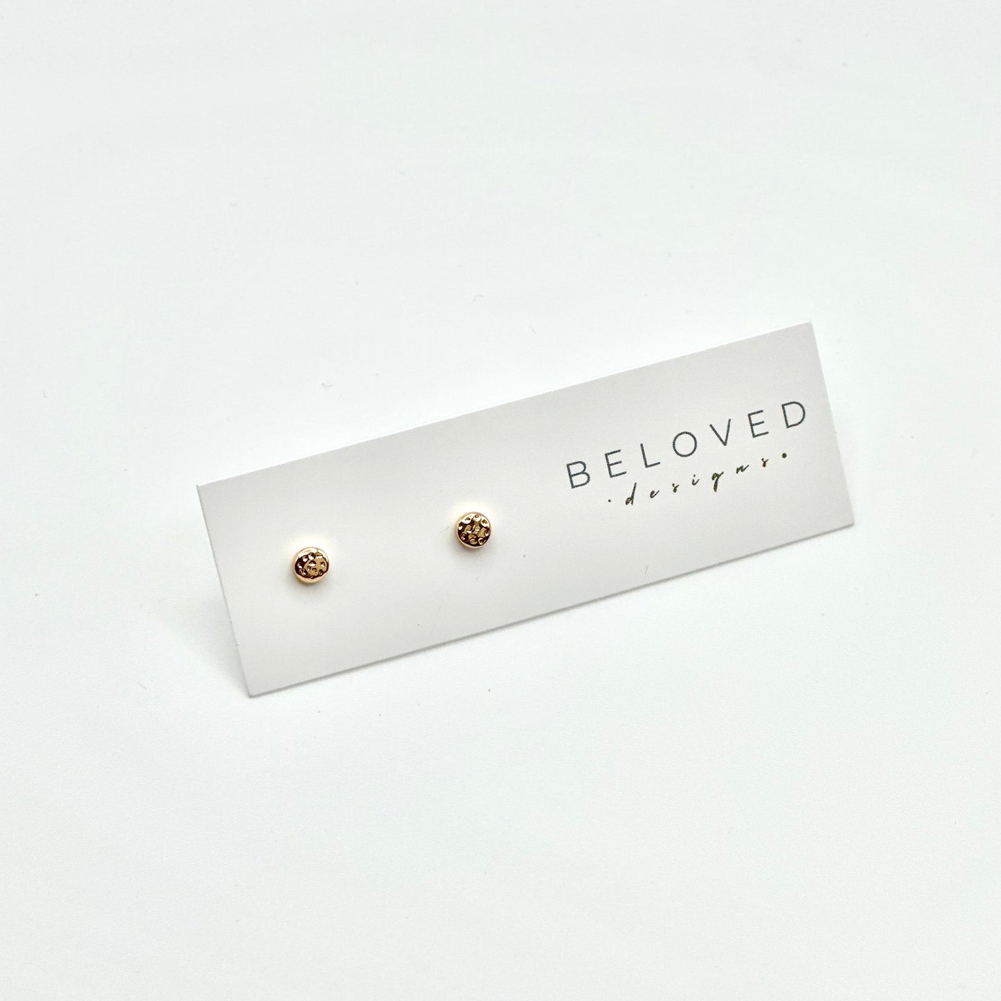 Hammered Disc Stud Earrings | Gold