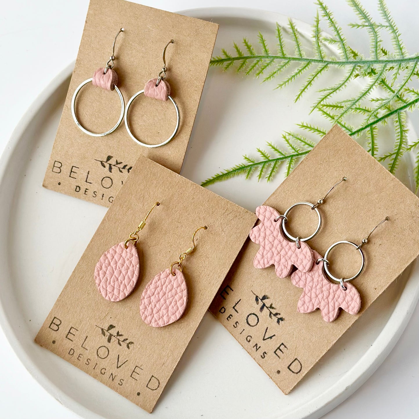 Sweet Pink Leather Earrings