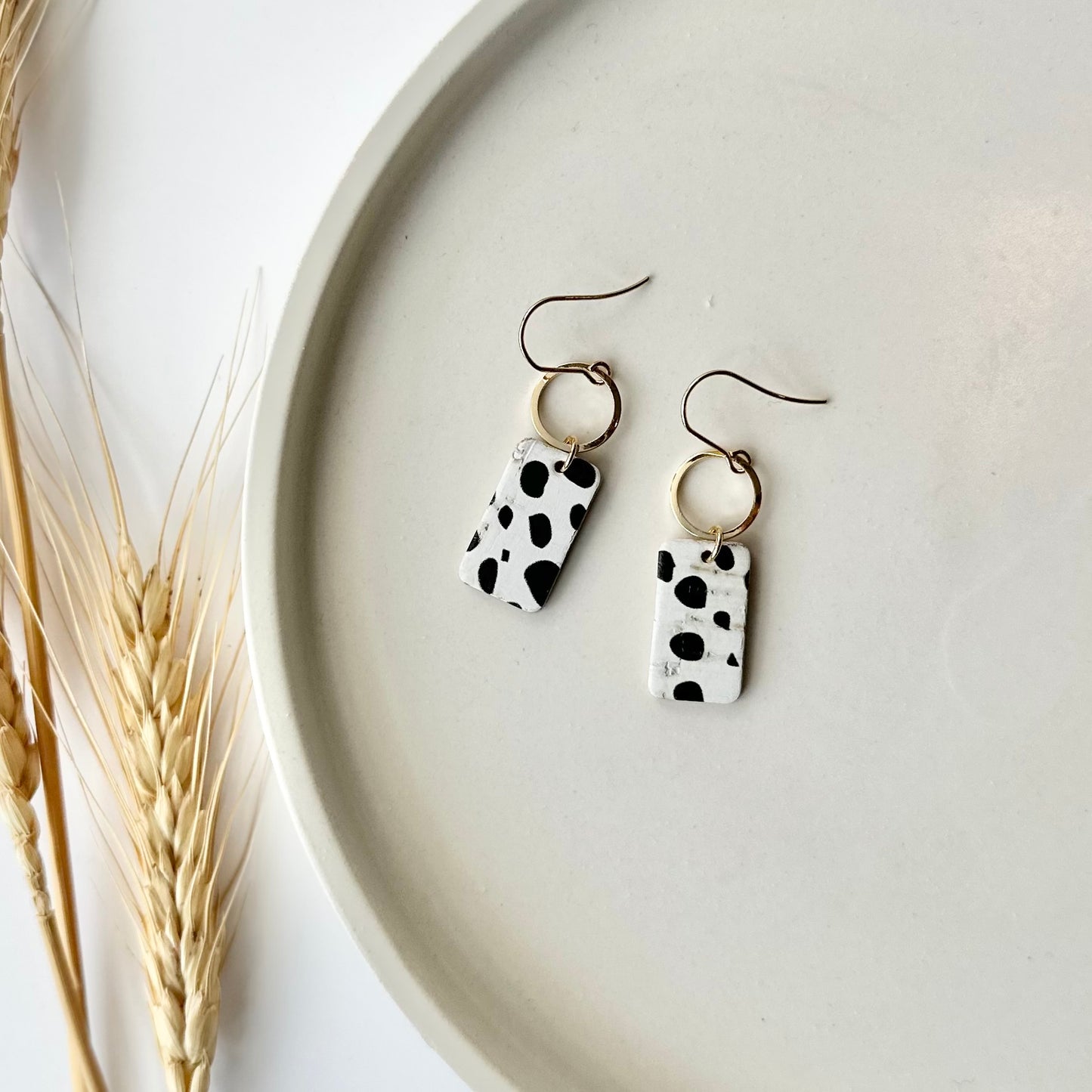 Dalmatian Cork Leather + Hoop Earrings