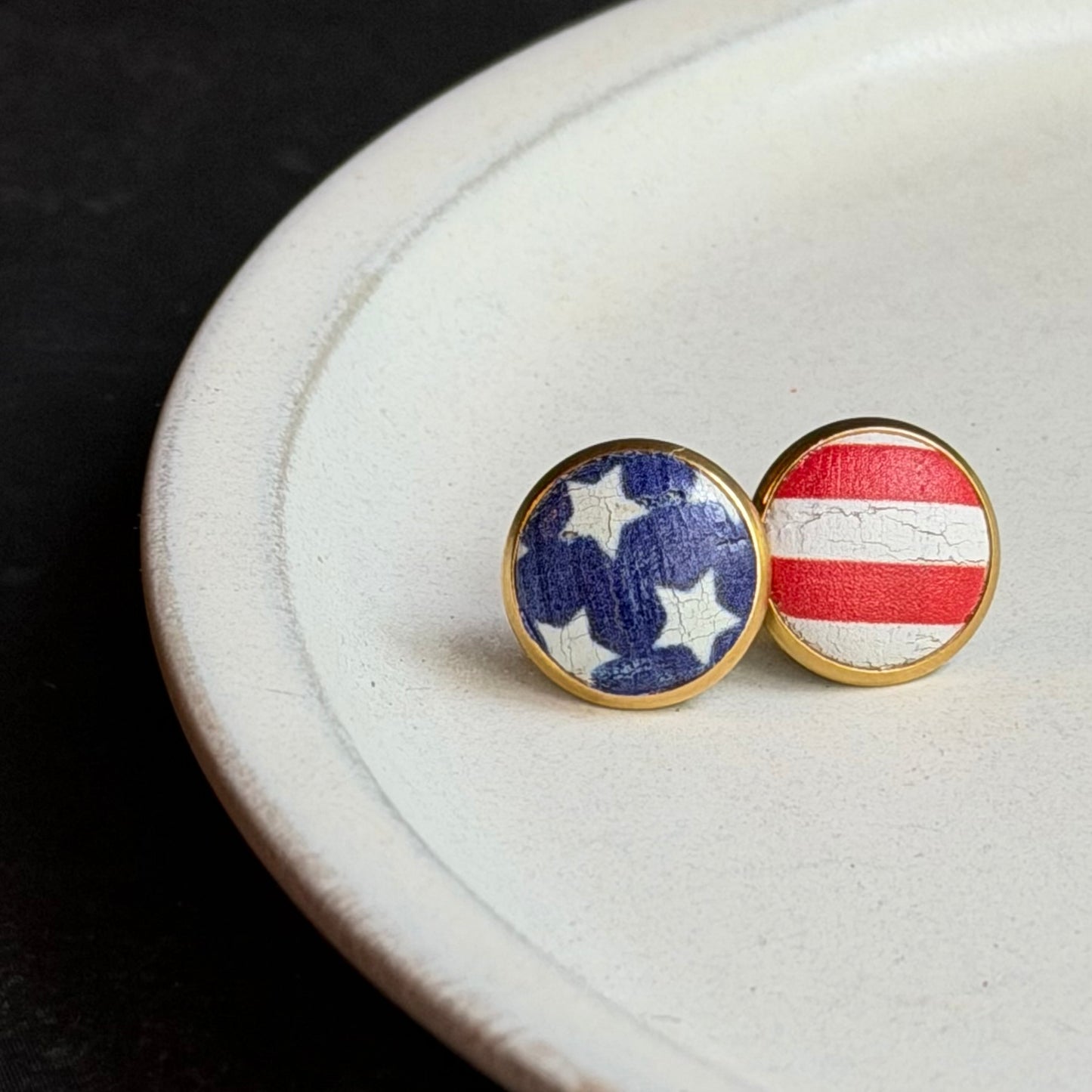 Cork Leather Stud Earrings | Stars + Stripes