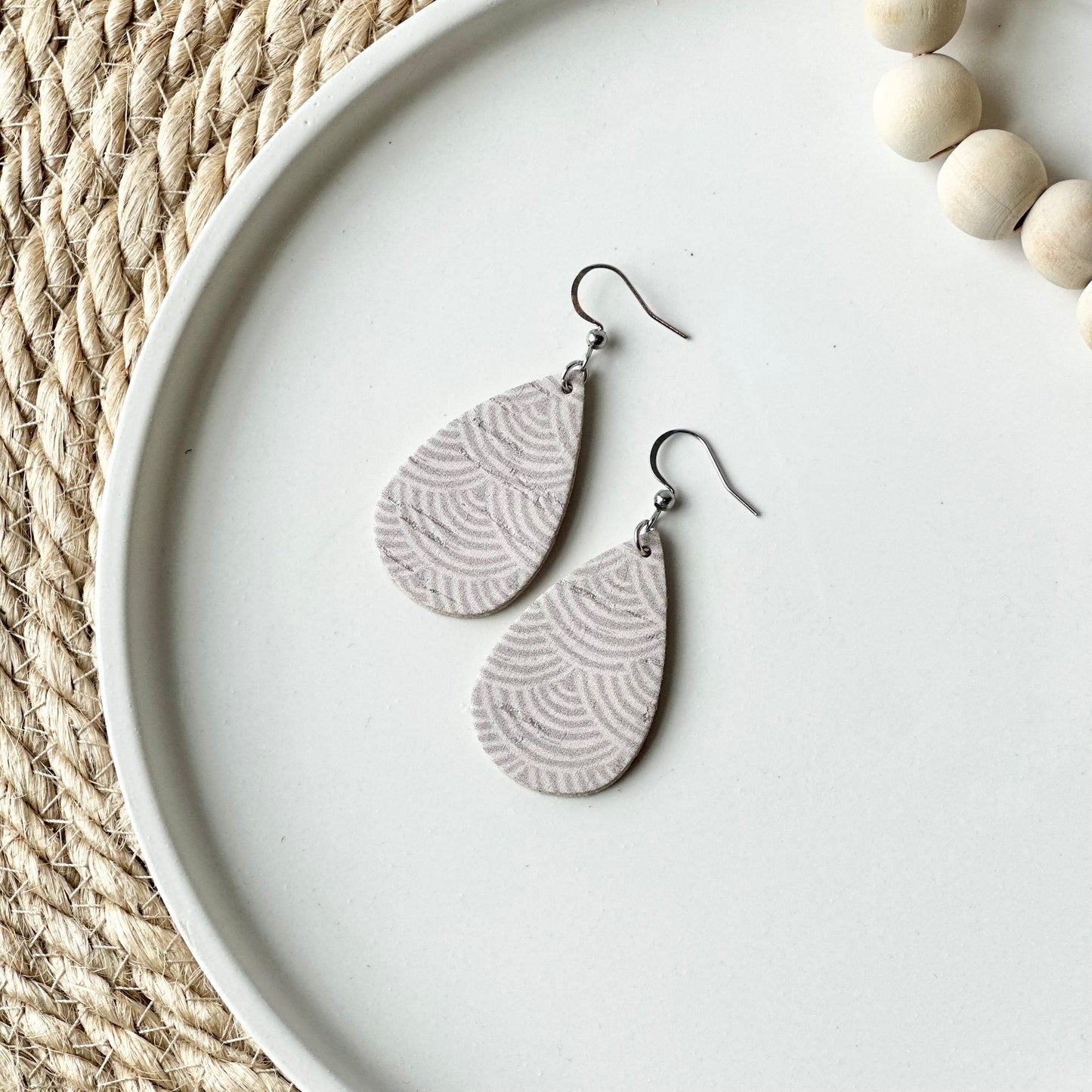 Neutral Rainbows Cork Leather Teardrop Earrings