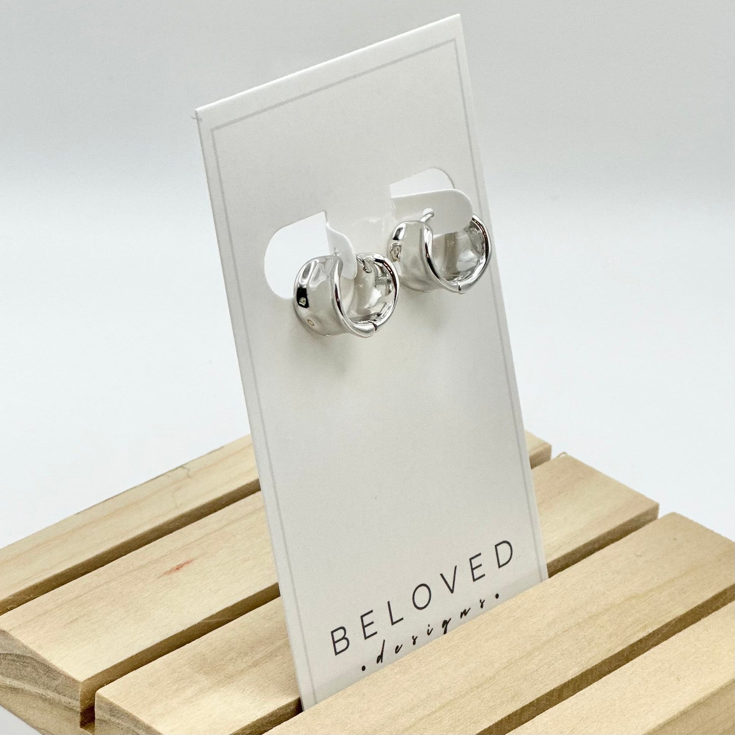 Hammered Huggies | Rhodium