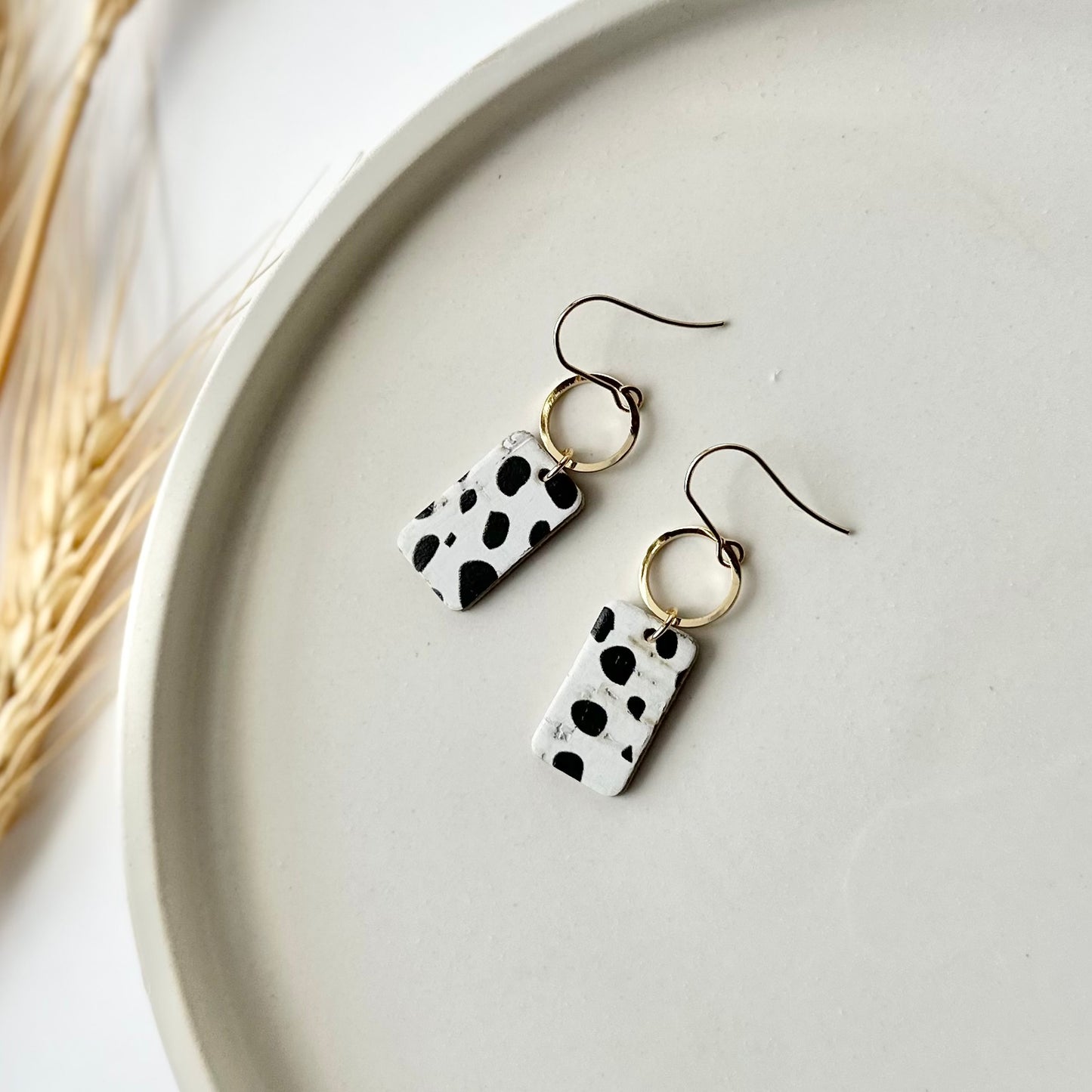 Dalmatian Cork Leather + Hoop Earrings