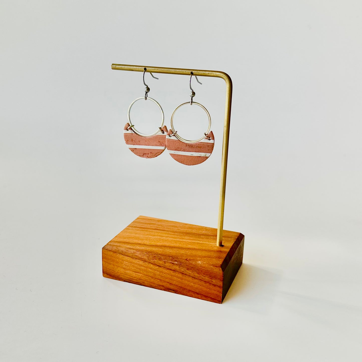 Terracotta Cork Leather Crescent + Hoop Earrings