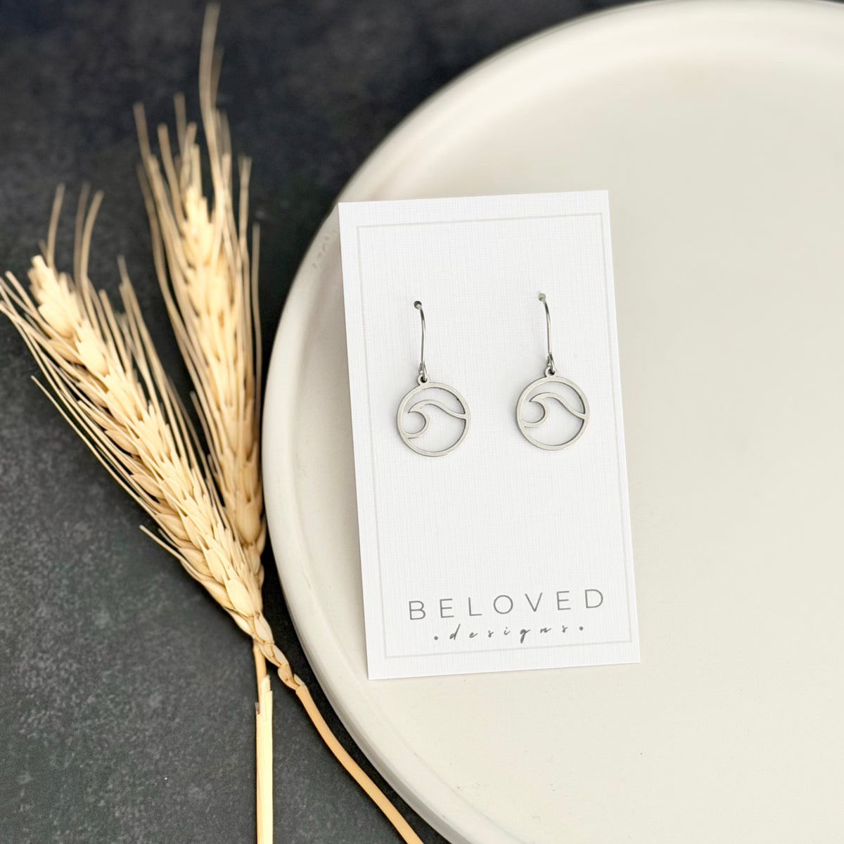 Wave Earrings | Small Rhodium