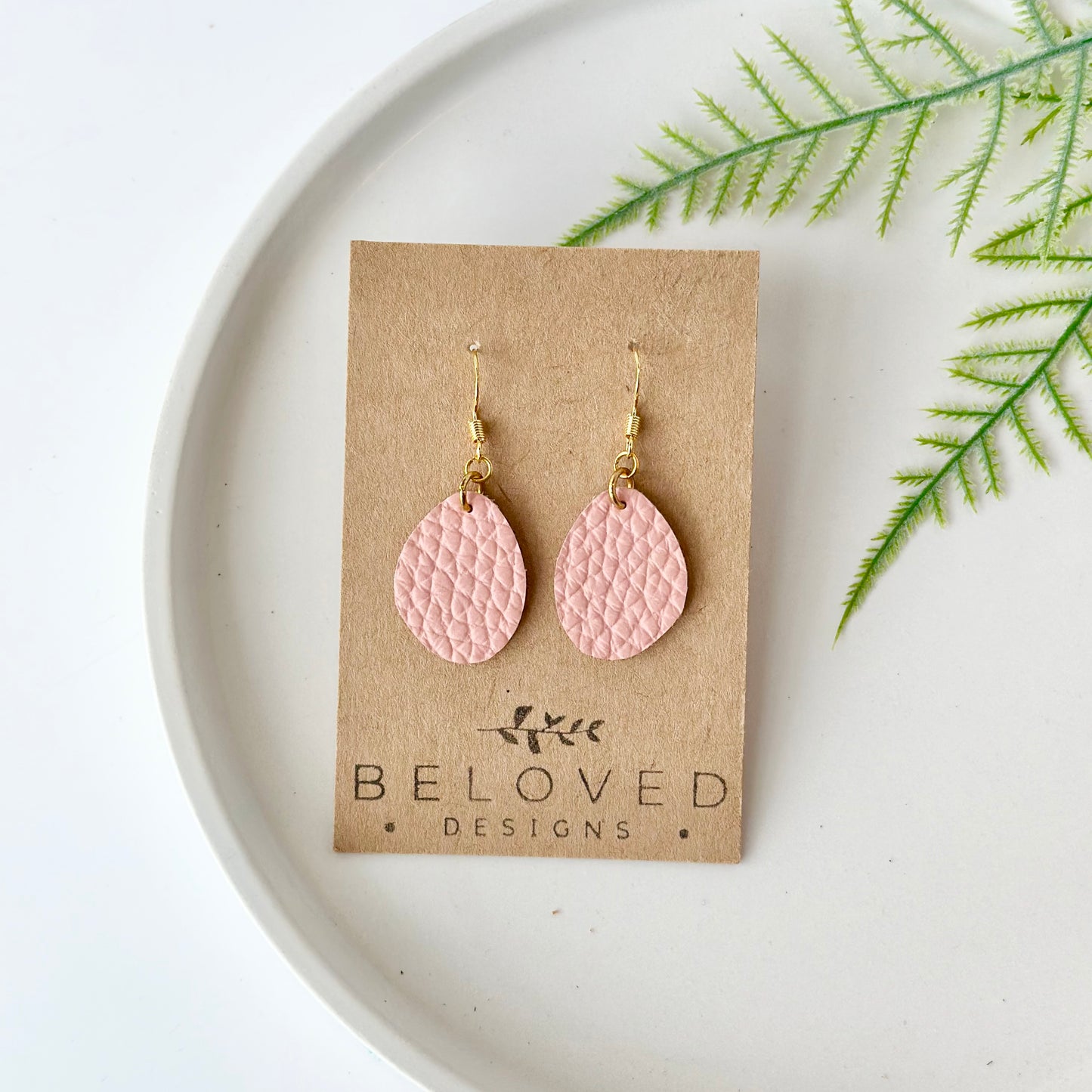 Sweet Pink Leather Earrings