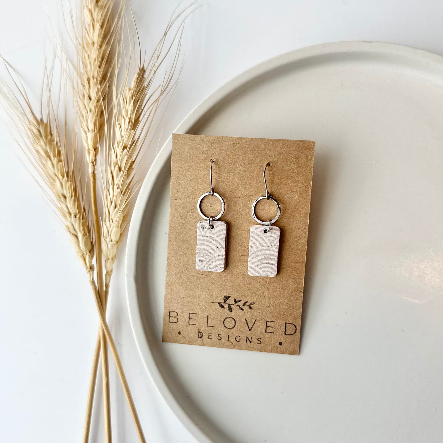 Neutral Rainbows Cork Leather + Hoop Earrings