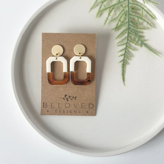 Amber Resin Stud Earrings