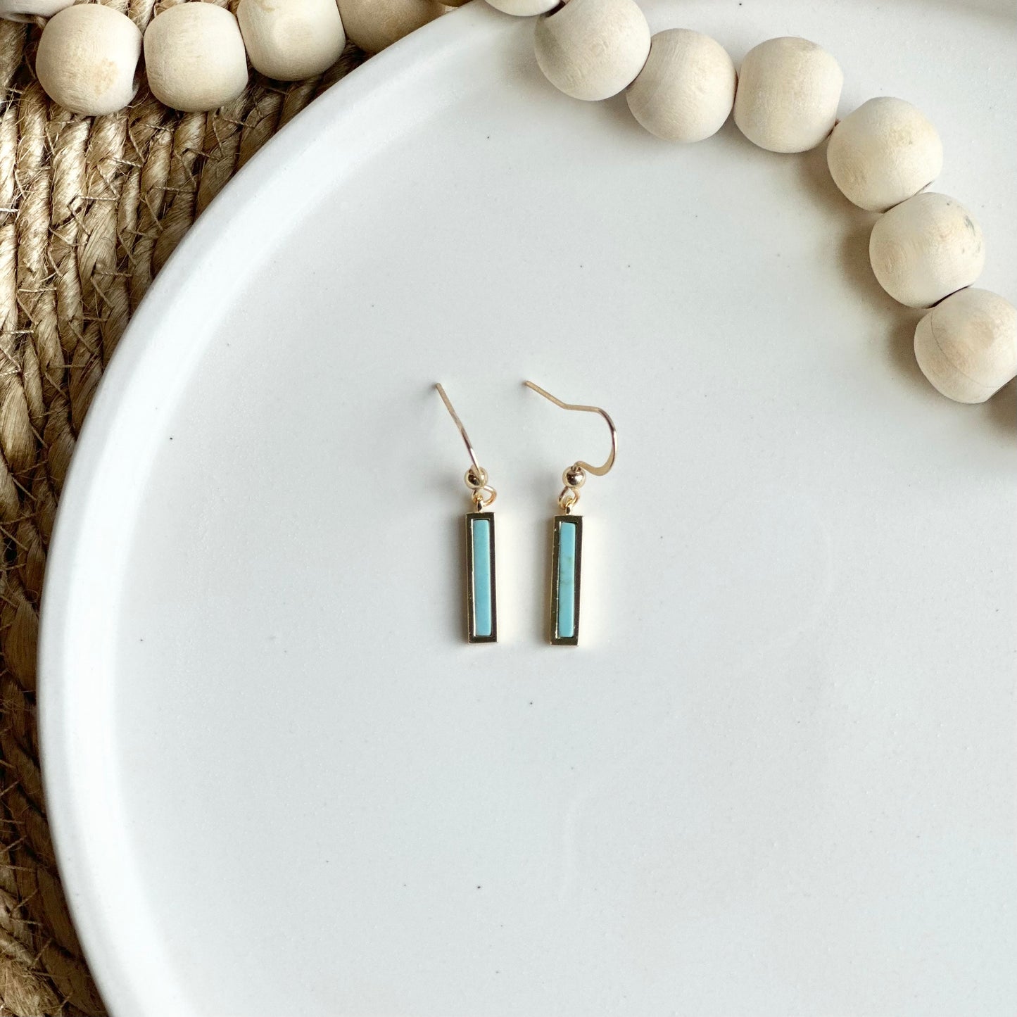 Gold Howlite Bar Earrings