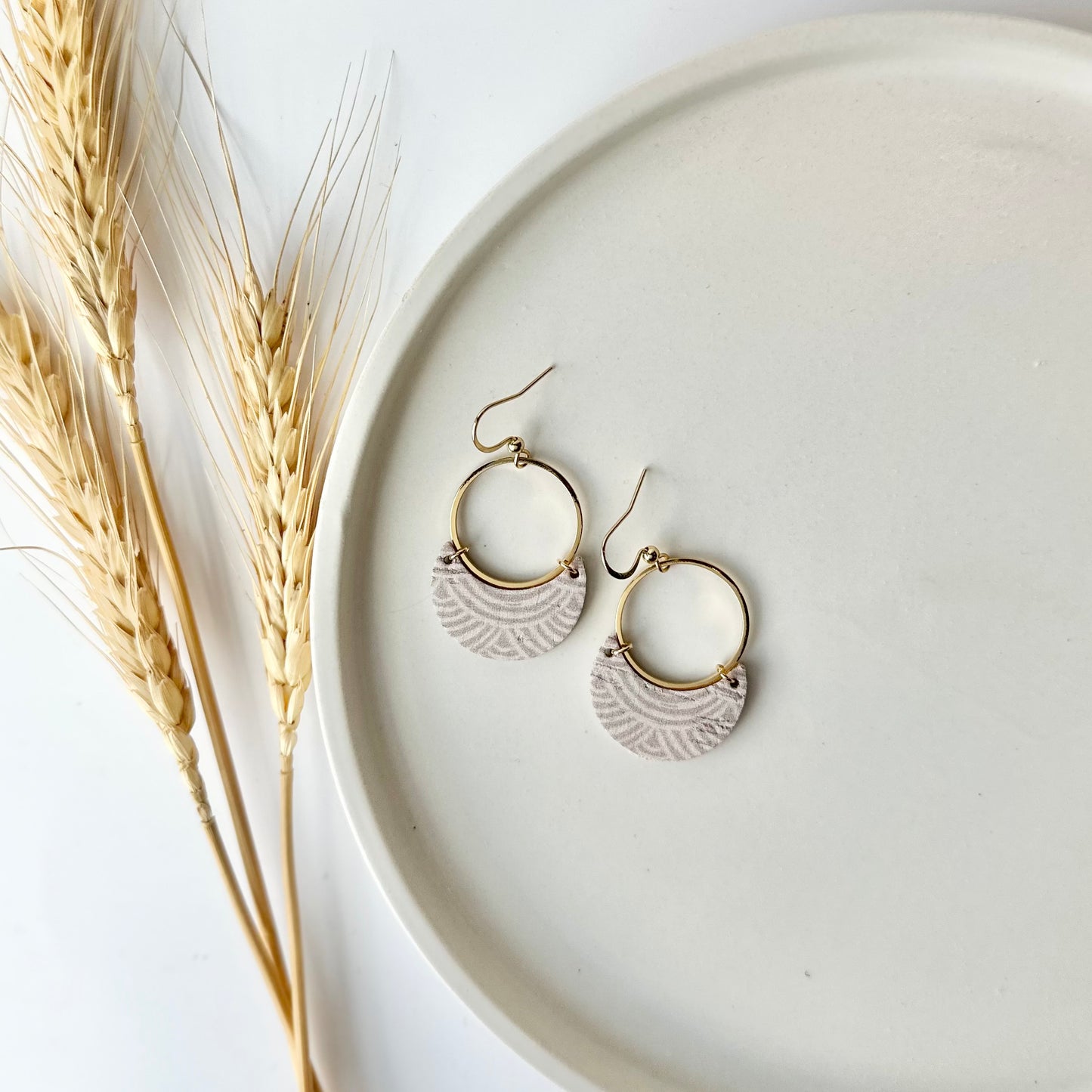 Neutral Rainbows Cork Leather Crescent + Hoop Earrings