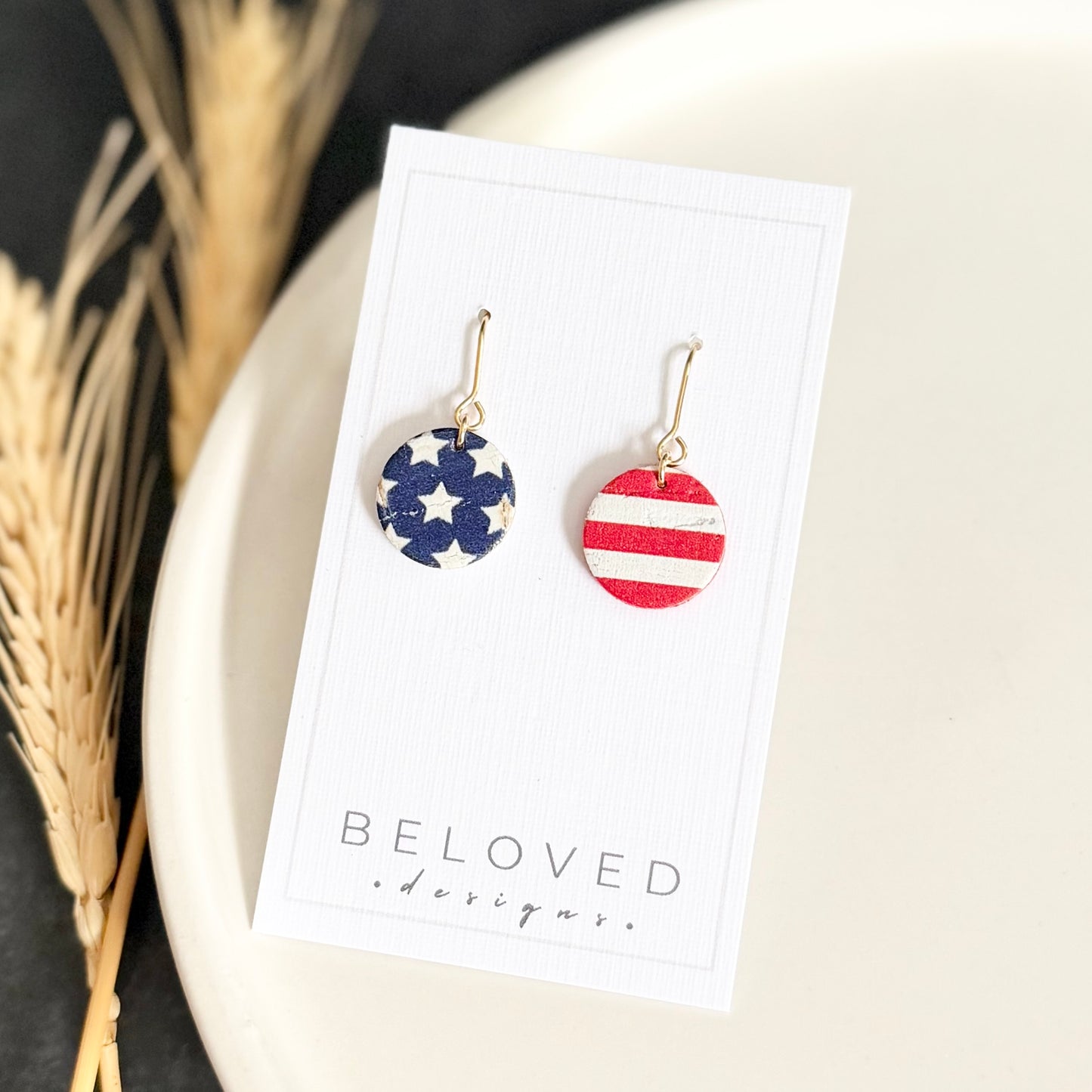 Cork Leather Circle Earrings | Stars + Stripes