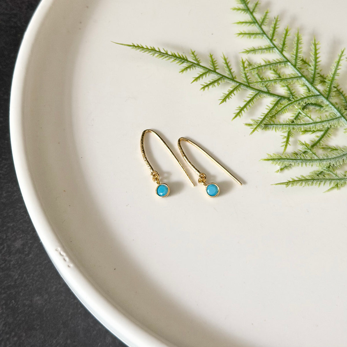 Fish Hook + Turquoise Earrings | Gold