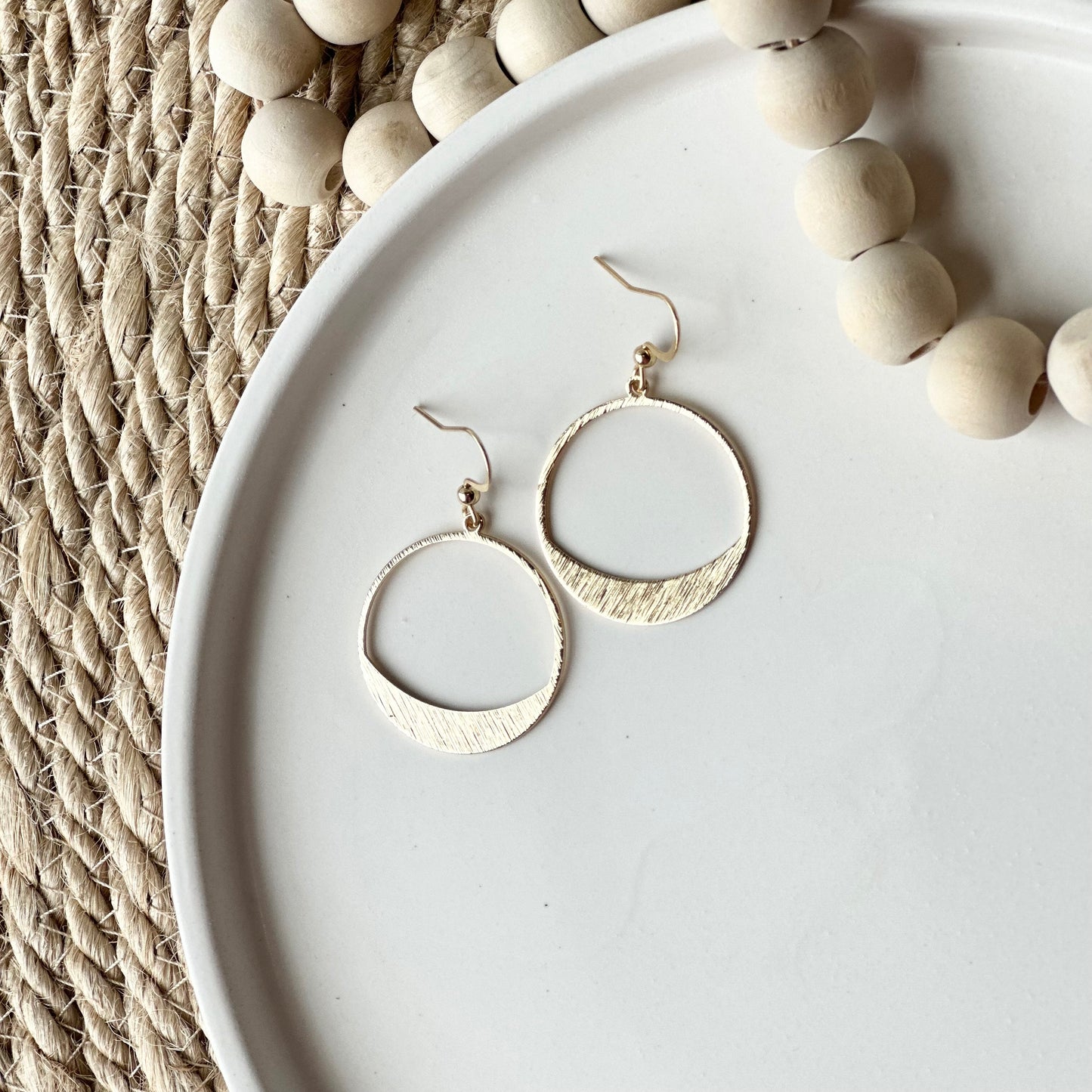 Brushed Brass Hoop Earrings ~ Large