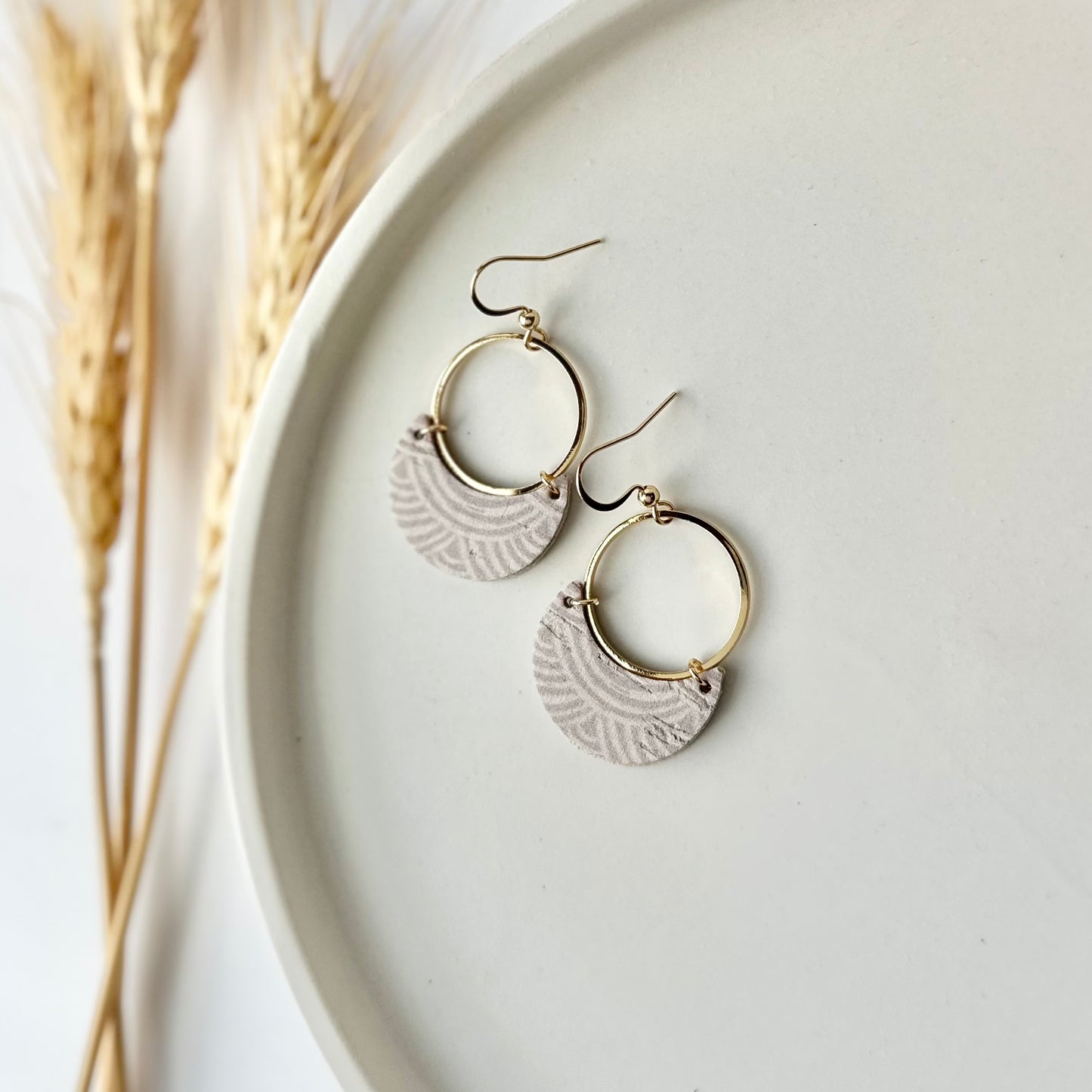 Neutral Rainbows Cork Leather Crescent + Hoop Earrings