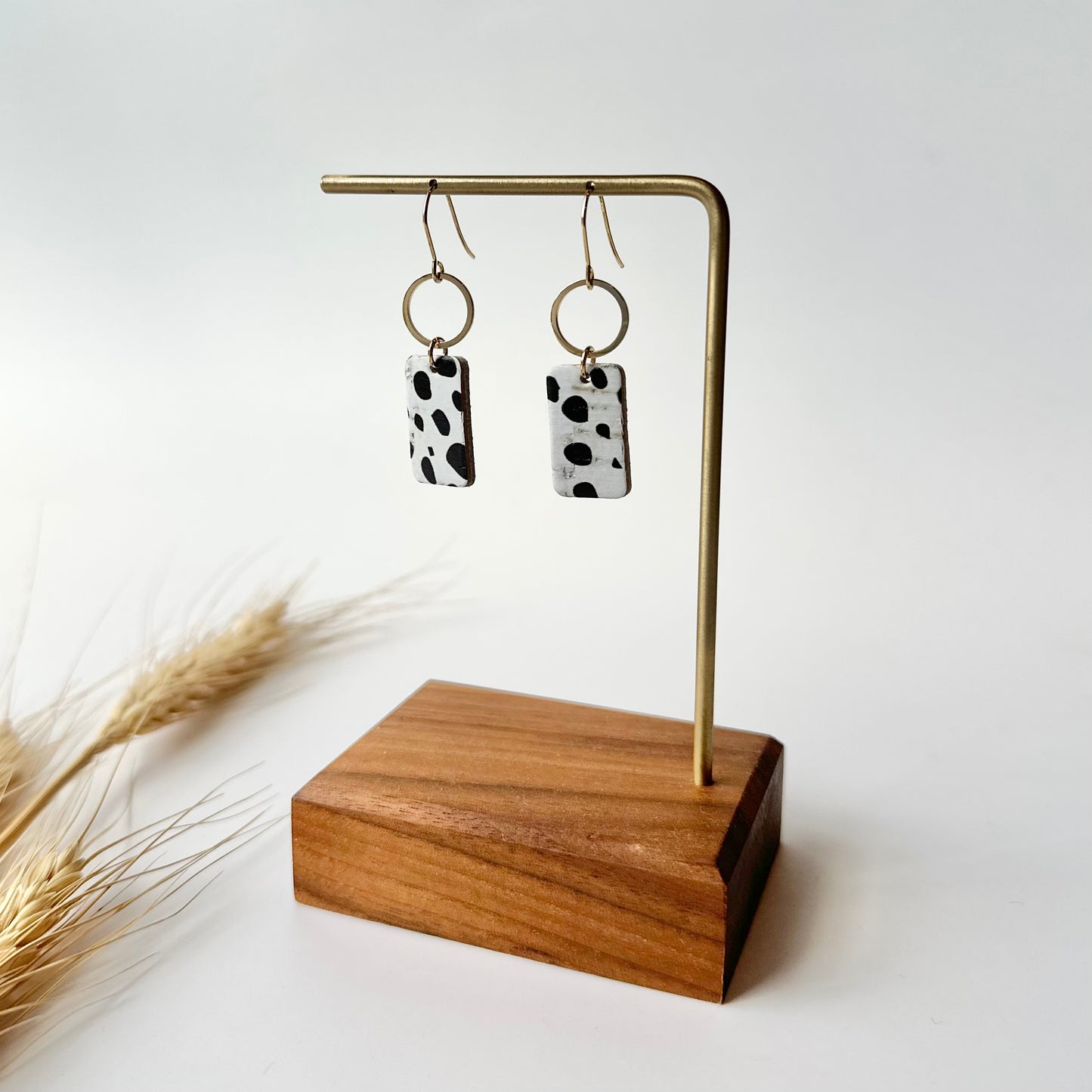 Dalmatian Cork Leather + Hoop Earrings