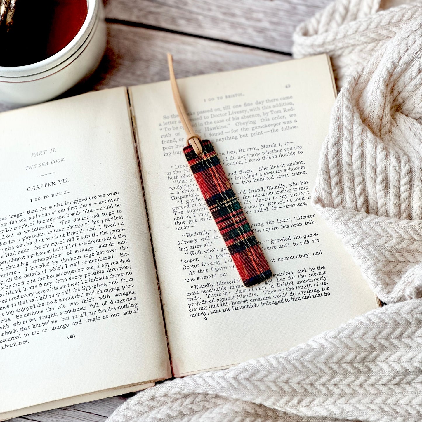 Leather Bookmark - Holiday Plaids