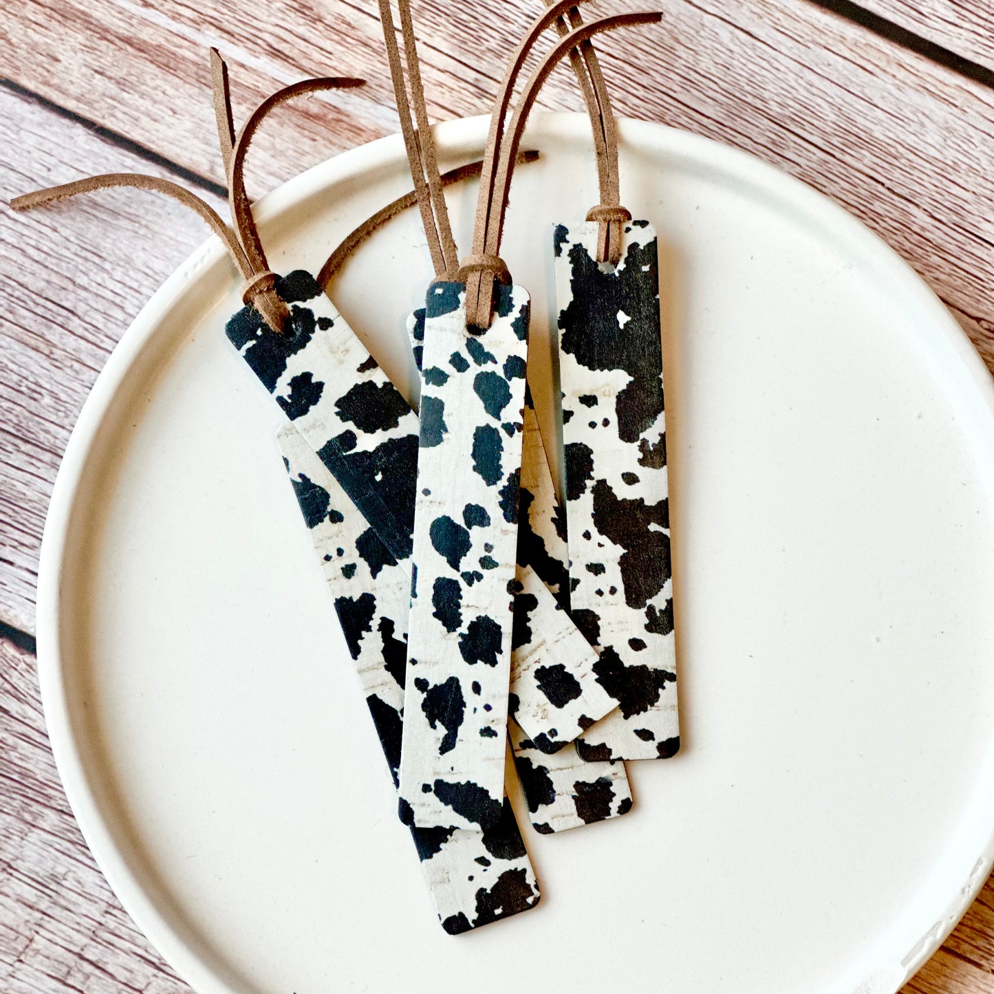 Leather Bookmark - Black Prints