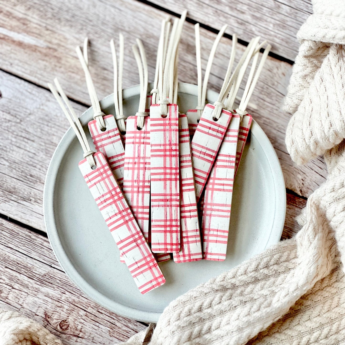 Leather Bookmark - Holiday Plaids