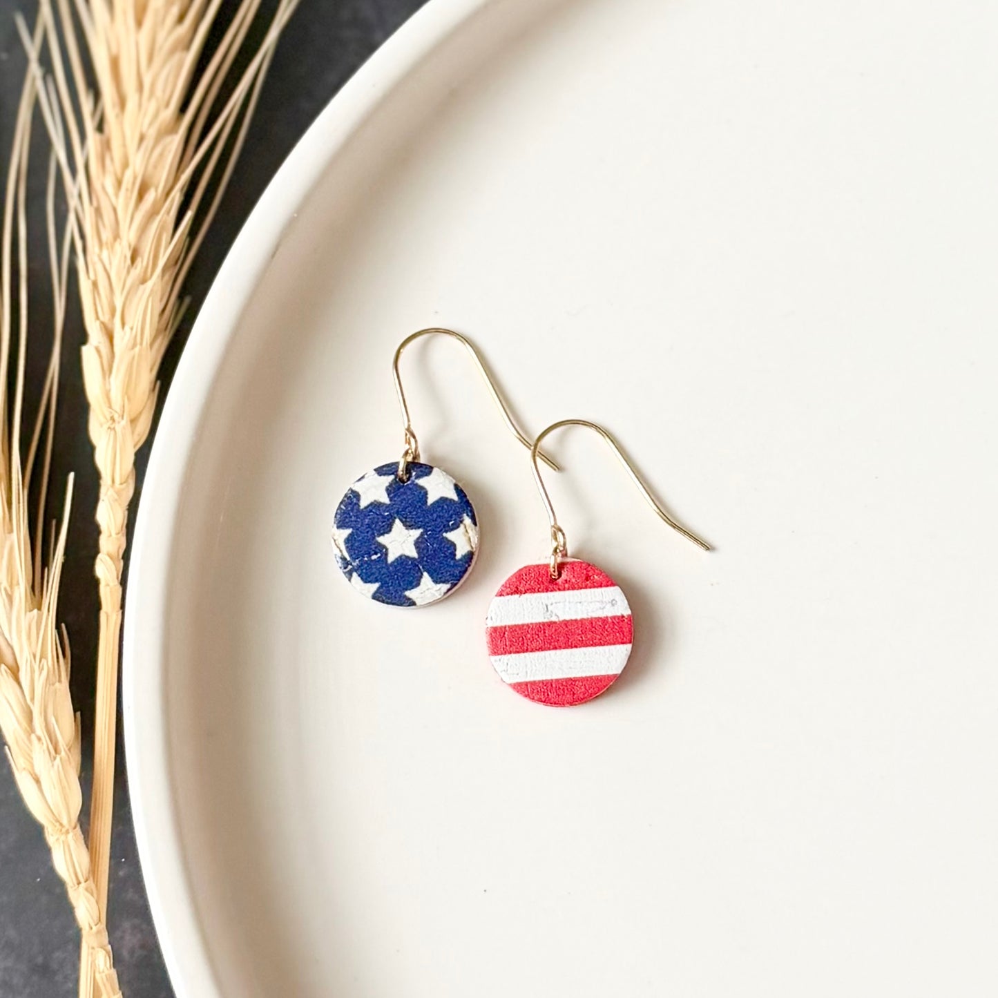 Cork Leather Circle Earrings | Stars + Stripes