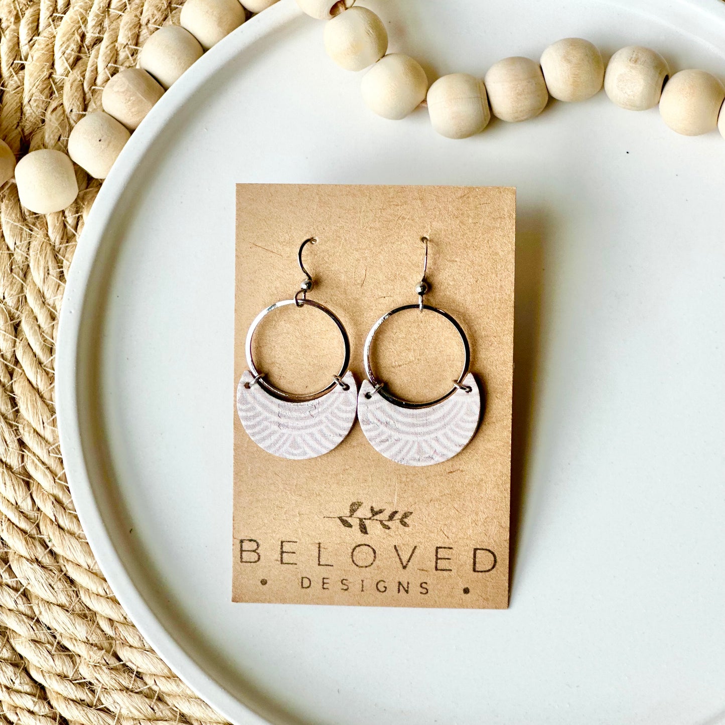 Neutral Rainbows Cork Leather Crescent + Hoop Earrings