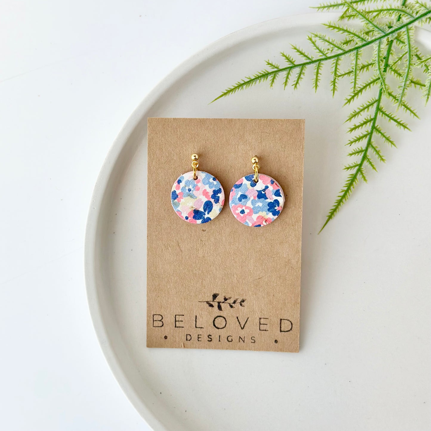 Summer Flowers Cork Leather Earrings