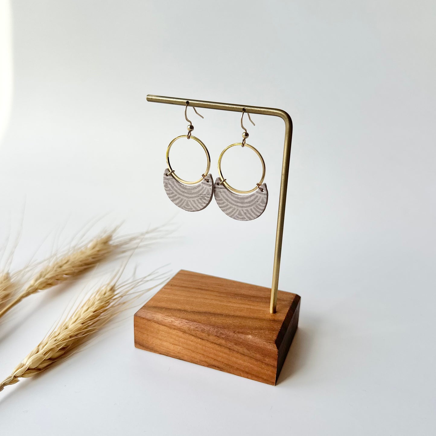 Neutral Rainbows Cork Leather Crescent + Hoop Earrings