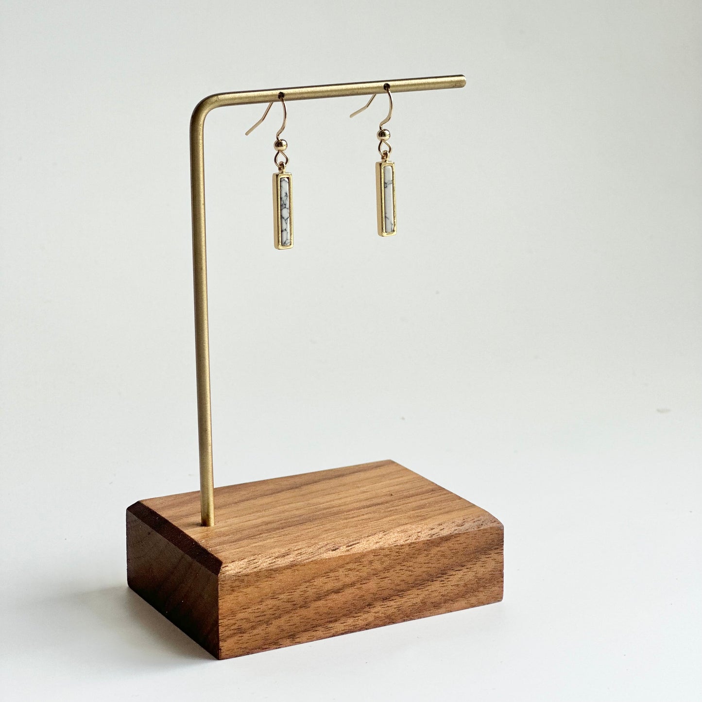 Gold Howlite Bar Earrings