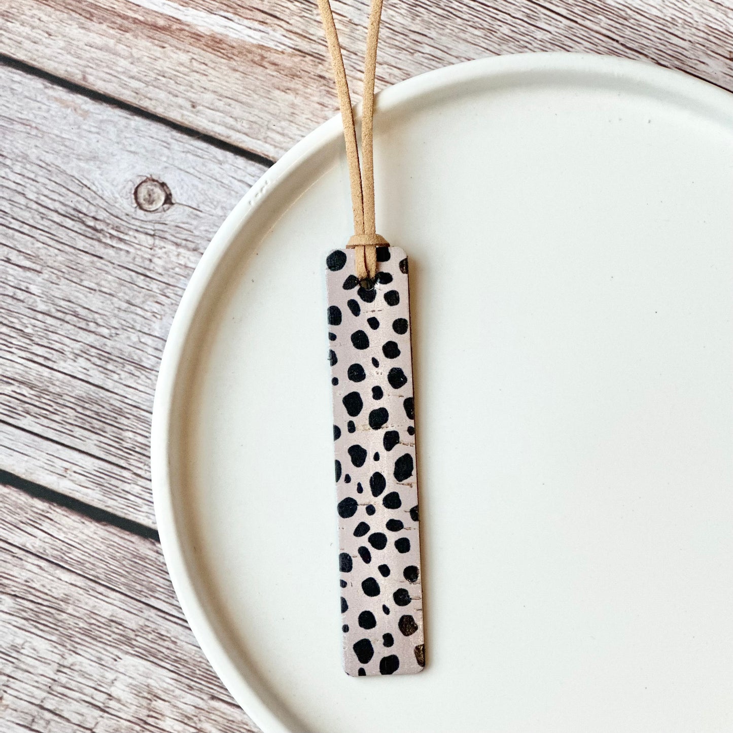 Leather Bookmark - Black Prints